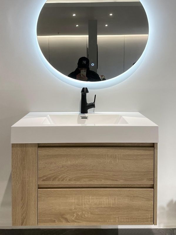 Mobiliário de banheiro de hotel tamanho personalizado impermeável piso de vaidade montado e economizador de espaço