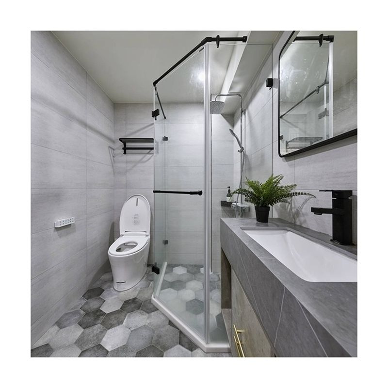 Conjunto contemporâneo de banheiros de banheira com espelho inteligente Largura 38-46
