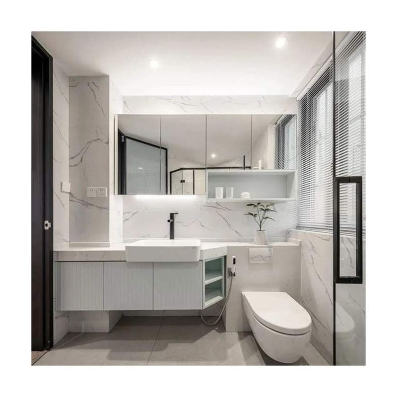 Armários de banheiro modernos com espelho de luz LED e Vanity Combo