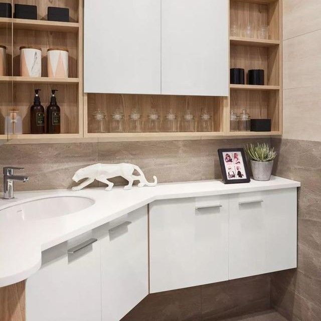 Armários de banheiro modernos com espelho de luz LED e Vanity Combo