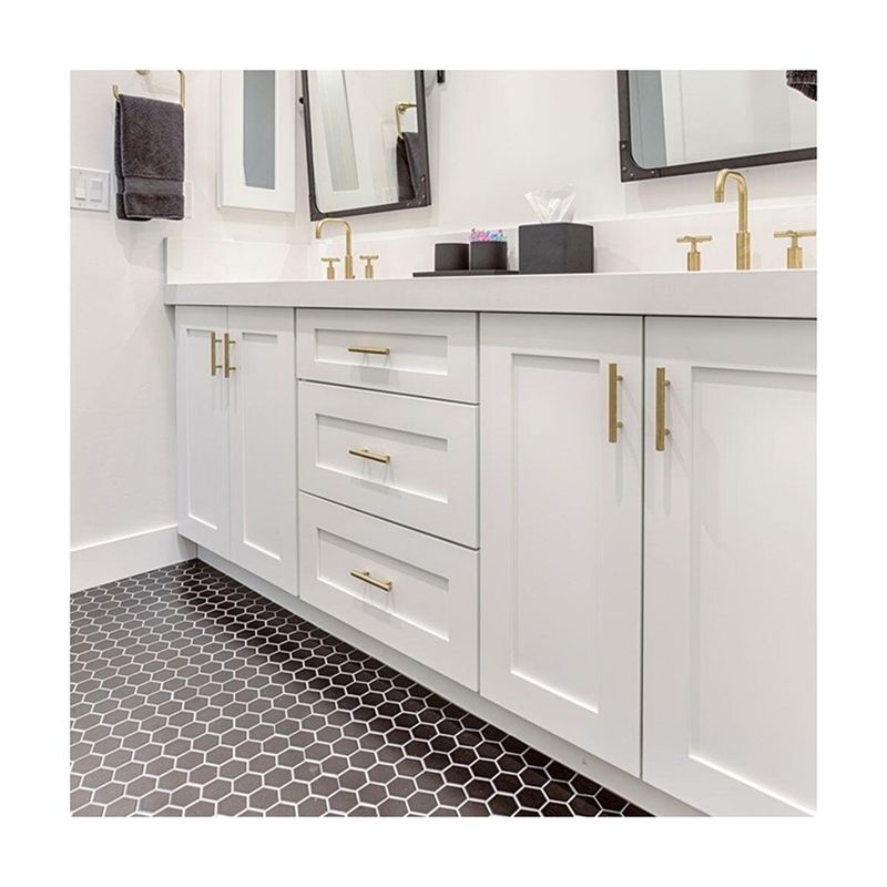 Desenhos personalizados 42 polegadas White Shaker Banheiro Vanity LED Espelho e Gabinete Combo