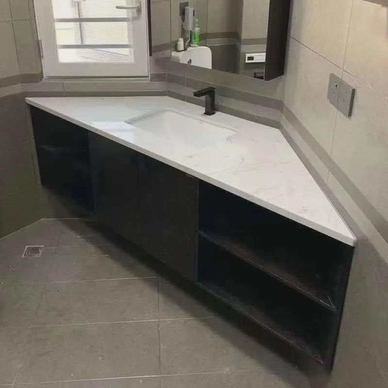 Incluir Bacia Sim Triangular Corner Banheiro Vanity Set com espelho e torneira