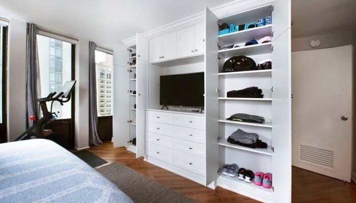 Mobiliário de quarto moderno resistente à umidade guarda-roupa para instalação na parede