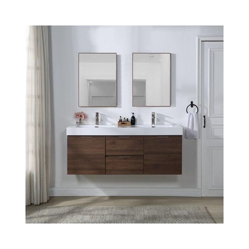 Rectangular LED Espelho Lava Jato Armário de Banho Flutuante Conjunto com tamanho personalizado Vanity Combo