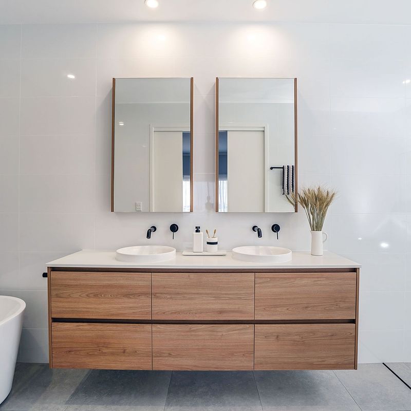 Rectangular LED Espelho Lava Jato Armário de Banho Flutuante Conjunto com tamanho personalizado Vanity Combo
