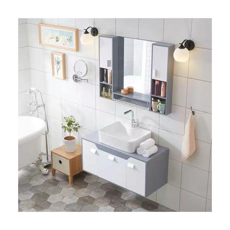 End Luxury Design Moderno 28 72 polegadas Fluteado PVC Membrana estreita banheiro flutuante Vanities gabinete conjunto