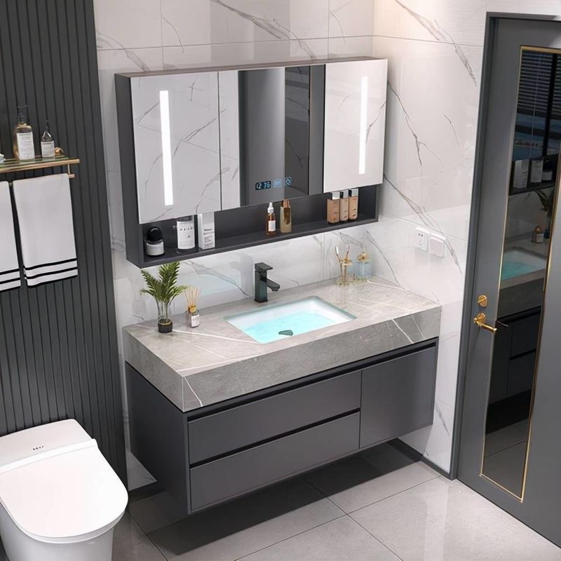 End Luxury Design Moderno 28 72 polegadas Fluteado PVC Membrana estreita banheiro flutuante Vanities gabinete conjunto