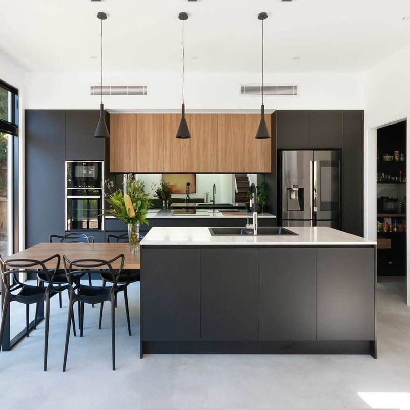 Blum Hardware Armário de cozinha de chapa de polímero de estilo europeu configurado altamente para necessidades OEM / ODM