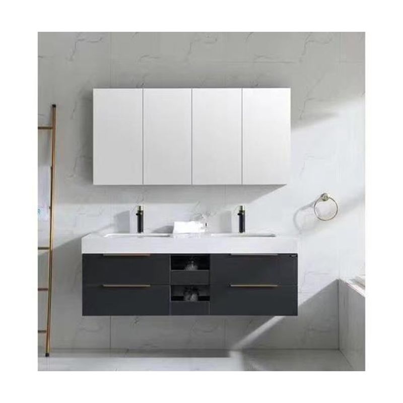 Rectangular Luxury Hotel Banheiro Vanity com Lava-Jato e Armazenamento Caixas em Design Moderno