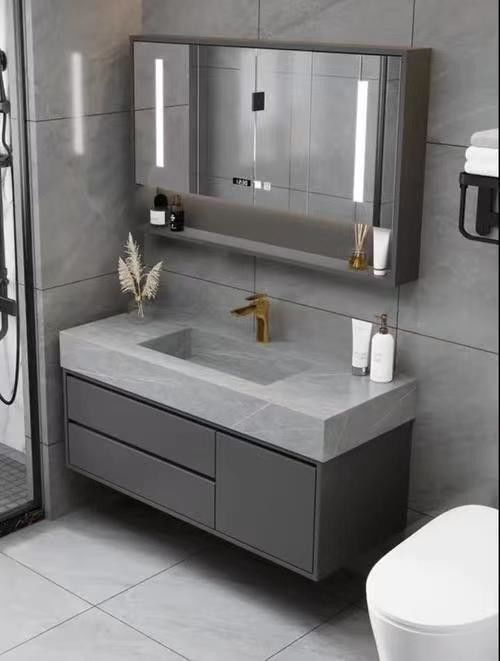 Rectangular Luxury Hotel Banheiro Vanity com Lava-Jato e Armazenamento Caixas em Design Moderno