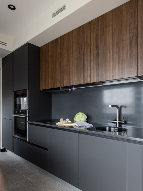 Armário de móveis modular de cor de chapa personalizado para cozinha moderna de villa/apartamento