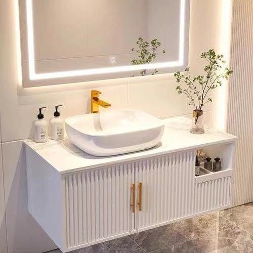 Cores personalizadas 60 polegadas Single Sink Teak Wood Banheiro Vanity com MDF Carcaça