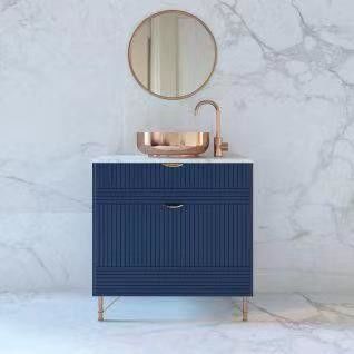Largura 38-46 em estilo moderno Navy Blue Banheiro Vanity Cabinet com Mural de Montar espelho