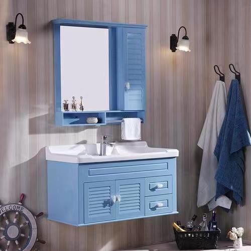 Largura 38-46 em estilo moderno Navy Blue Banheiro Vanity Cabinet com Mural de Montar espelho