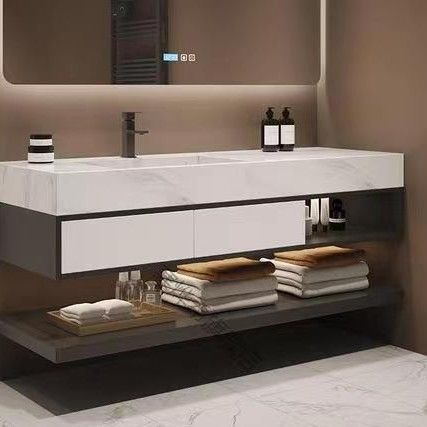 36 polegadas moderno lava-louças de armazenamento lava-louças de banheiro com espelho LED inteligente design personalizado