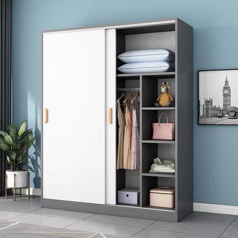 PANEL EXTENSIVEL Moderno estilo de madeira porta deslizante armário de armazenamento armário para quarto