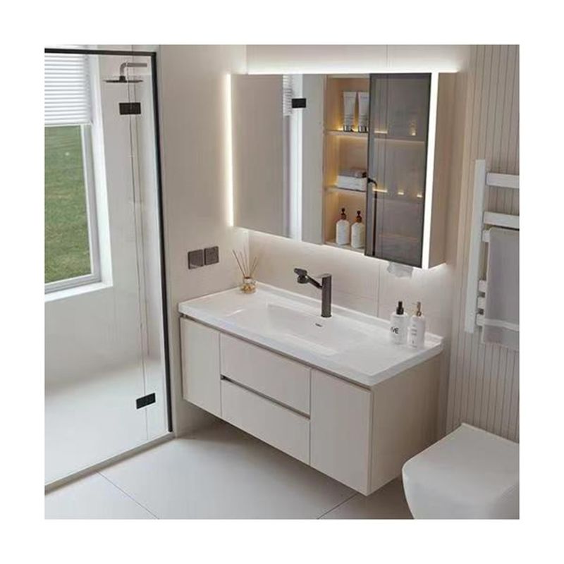 Armário de banheira para casa com luz e espelho de madeira de luxo Evkur Design Laca
