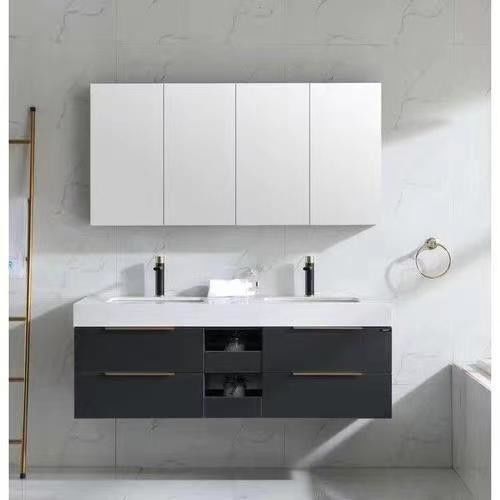 Armário de banheira para casa com luz e espelho de madeira de luxo Evkur Design Laca