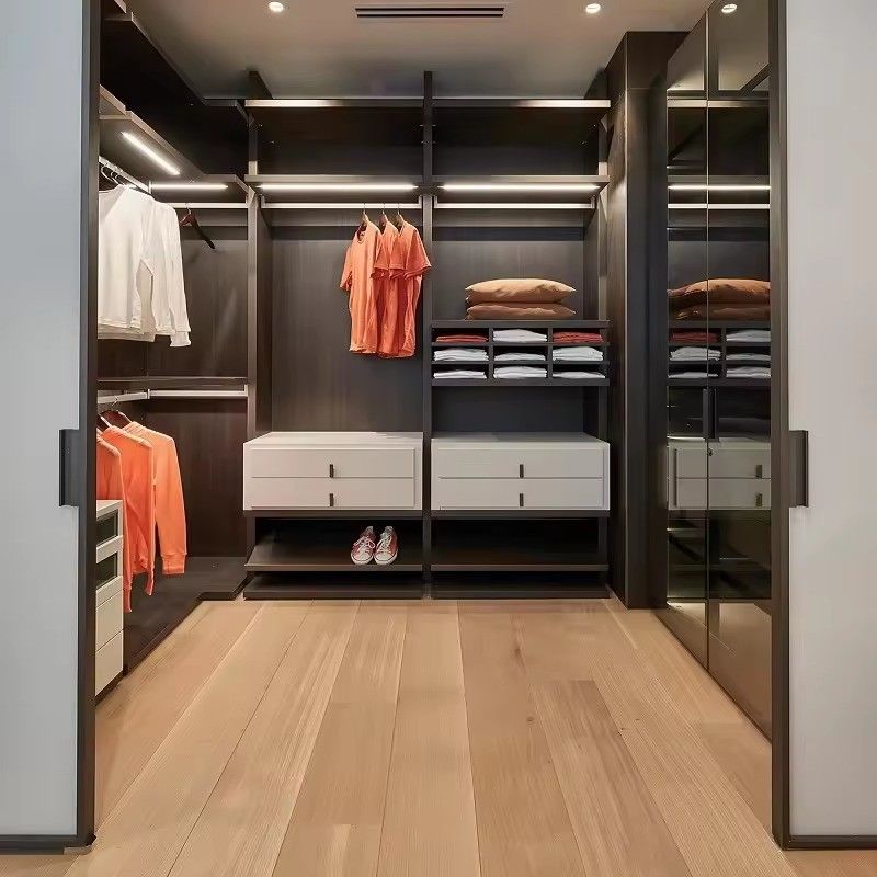 Armários de armário de estilo moderno para móveis de quarto personalizados em madeira modular