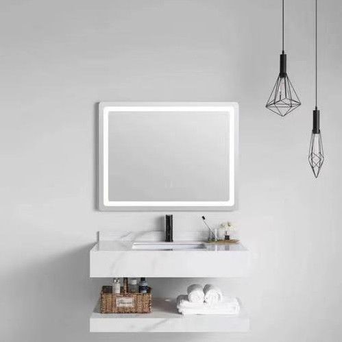 Apartamento Vanity Combo Modern Melamina Rectangular Banheiro 60 72 polegadas Armários Espelhados