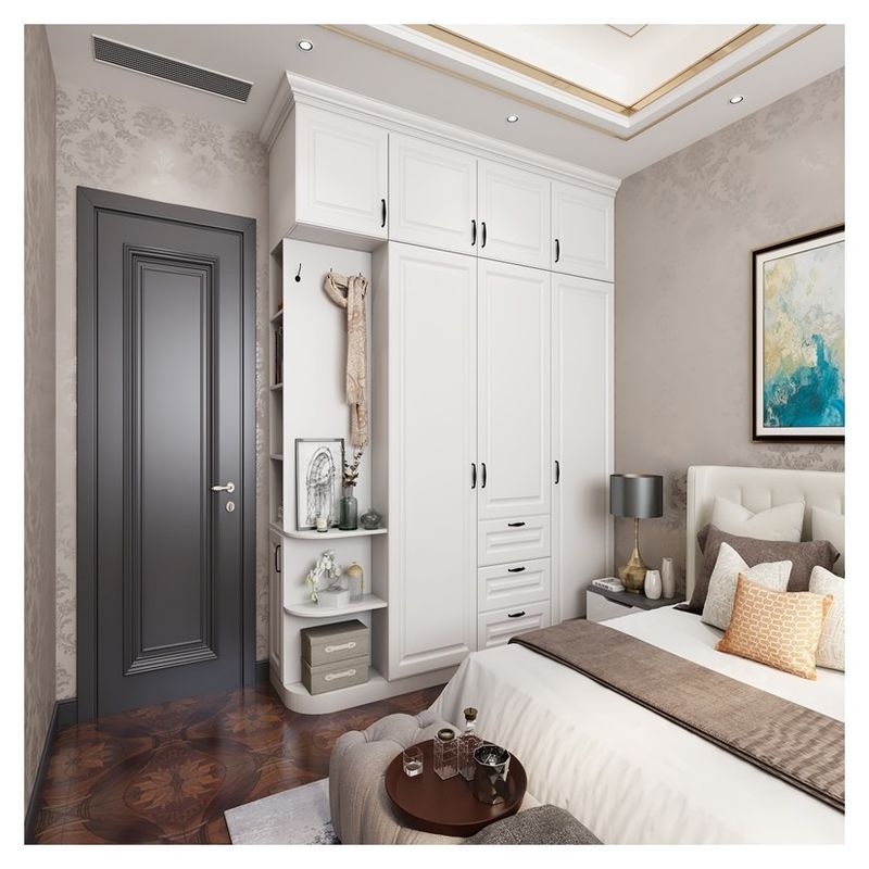 Porta Deslizante de Vila Guarda-Roupa de Madeira Branca Dimensões Personalizadas para Mobiliário de Quarto Moderno
