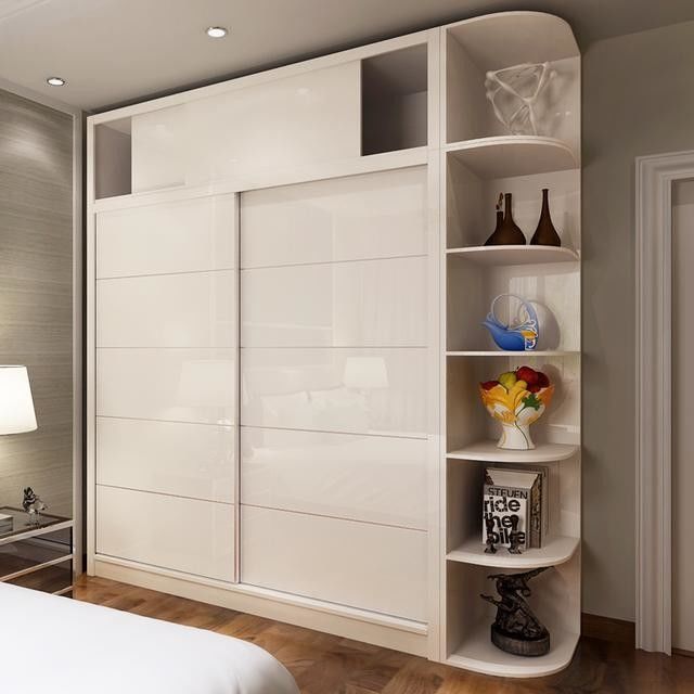 Porta Deslizante de Vila Guarda-Roupa de Madeira Branca Dimensões Personalizadas para Mobiliário de Quarto Moderno