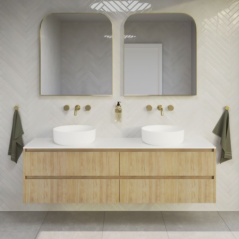 Modern Round Led Mirror Sliding Solid Wood Cabinet Combo Banheiro Lavatório com Materiais