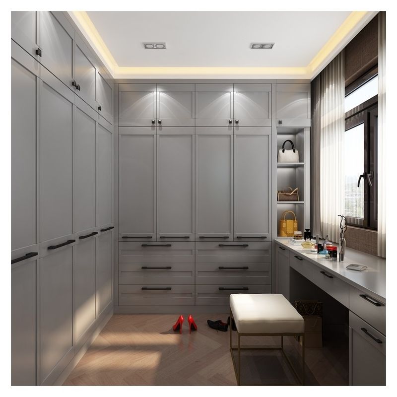 2024 Popular Grey Shaker Porta Guarda-Roupa Moderno Estilo de Madeira para Casa Estante de Tecido Armários