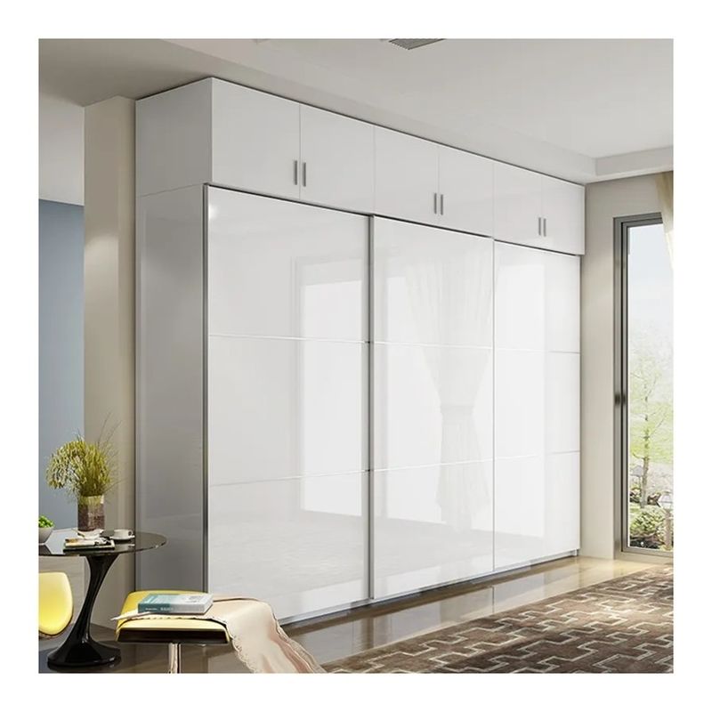 Mobiliário de quarto Último moderno Simples 3 Portas Armário Deslizante de Madeira com Design 2D / 3D