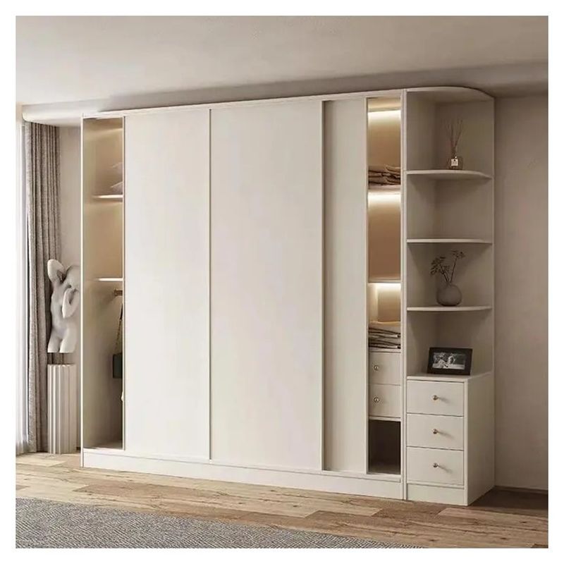 Mobiliário de quarto Último moderno Simples 3 Portas Armário Deslizante de Madeira com Design 2D / 3D