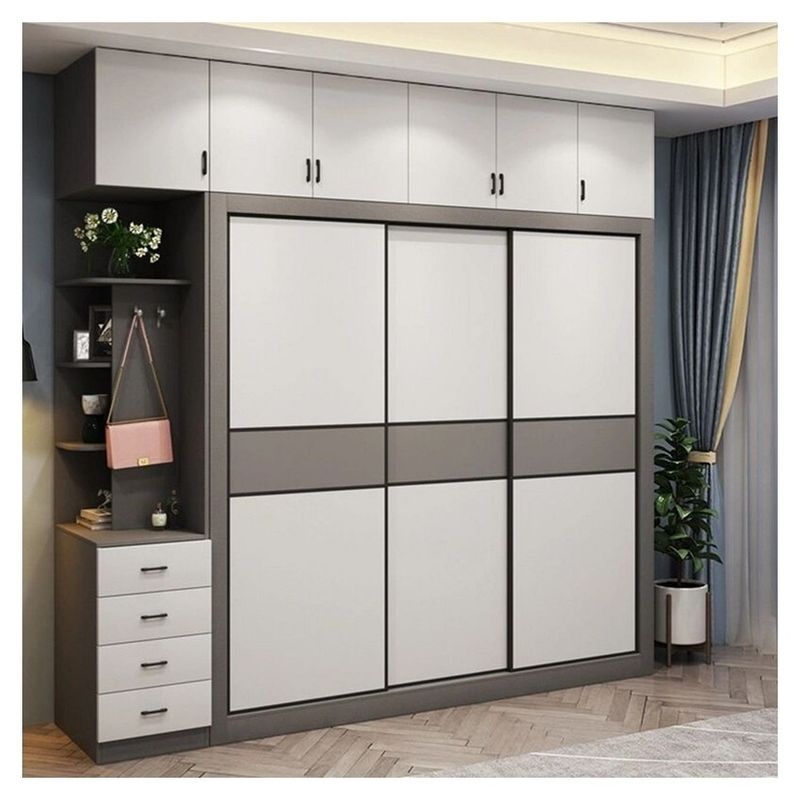 Mobiliário de quarto Último moderno Simples 3 Portas Armário Deslizante de Madeira com Design 2D / 3D