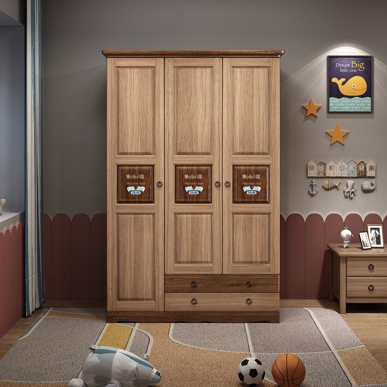 Armário de quarto de estilo moderno MDF de madeira Kid Design fixável com armário de armazenamento inteligente