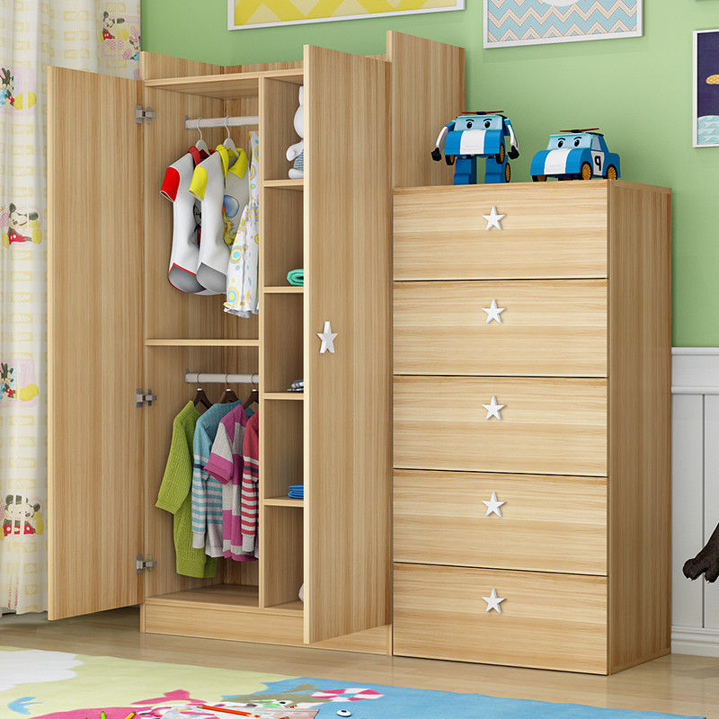 Armário de quarto de estilo moderno MDF de madeira Kid Design fixável com armário de armazenamento inteligente