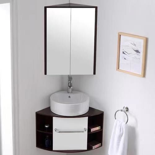 Armário de espelhos de banheiro de madeira chinesa para armazenamento fino em Vanity Wall Mount