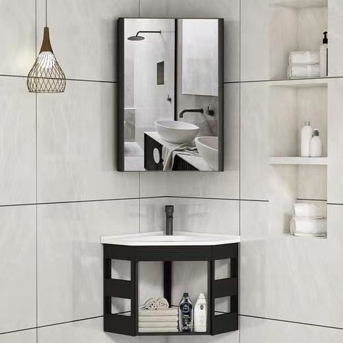 Armário de espelhos de banheiro de madeira chinesa para armazenamento fino em Vanity Wall Mount
