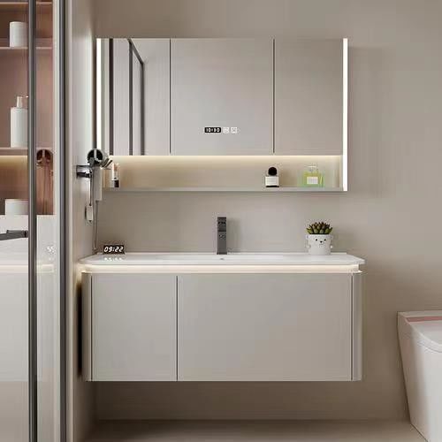 Armários de banheiro brancos Design sem alça para combo de móveis de banheiro e sala de estar