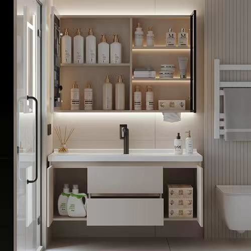 Armários de banheiro brancos Design sem alça para combo de móveis de banheiro e sala de estar
