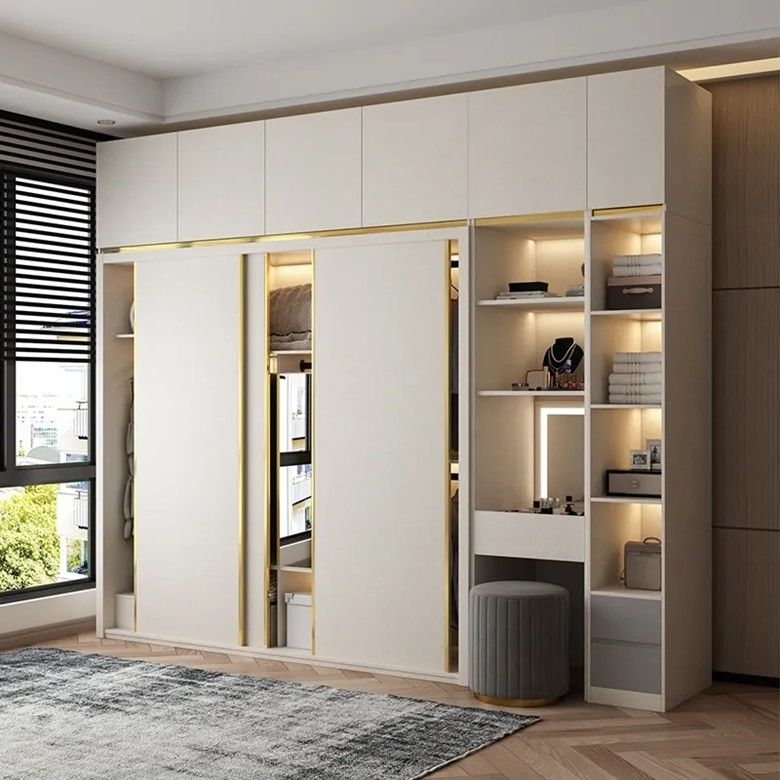 Armários de MDF com porta deslizante para armários de design mais recente