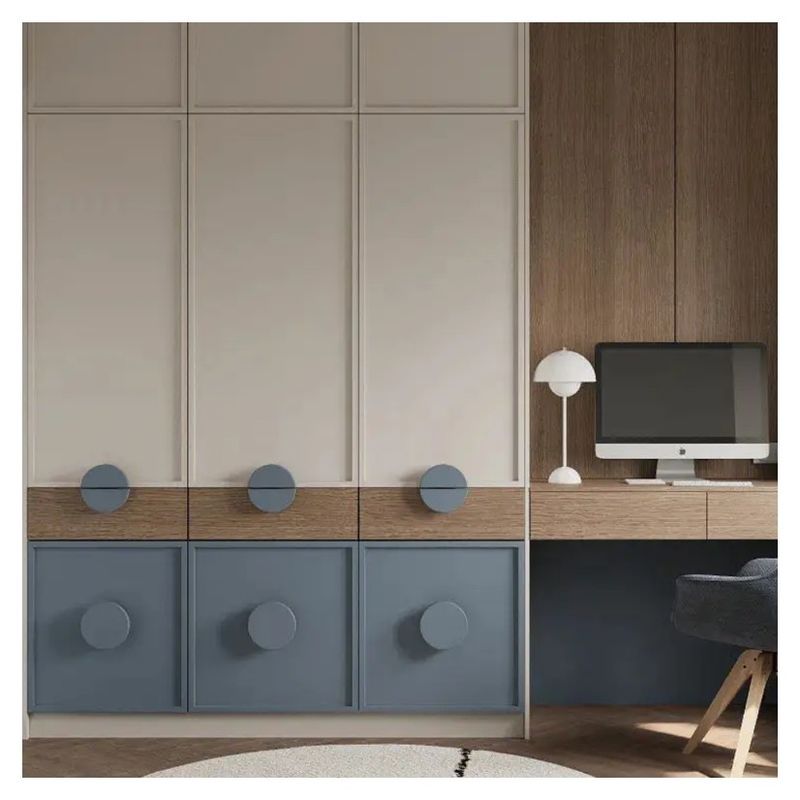Quarto de dormir Mobiliário de armário azul para crianças Guarda-roupa PANEL estilo de madeira Embalagem de correio N
