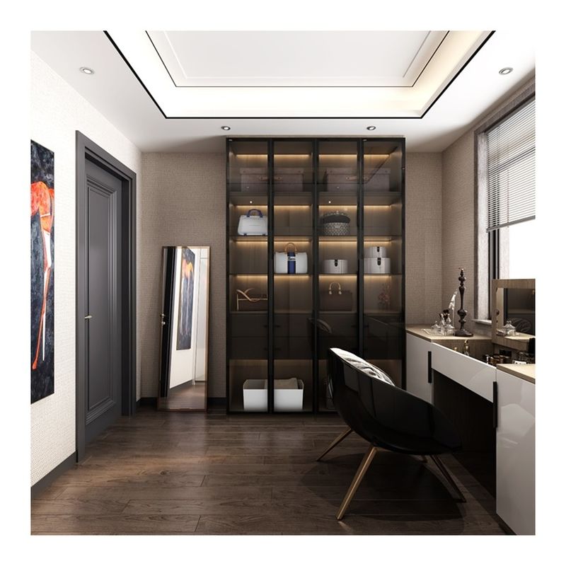 Combinação Porta de vidro Armários de madeira para apartamento de hotel moderno em estilo contemporâneo