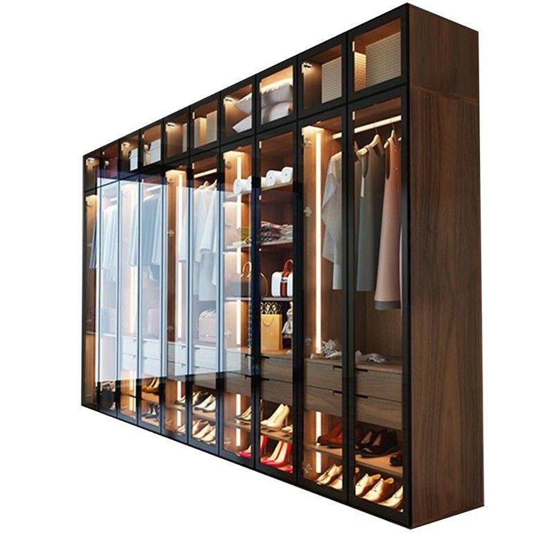 Combinação Porta de vidro Armários de madeira para apartamento de hotel moderno em estilo contemporâneo