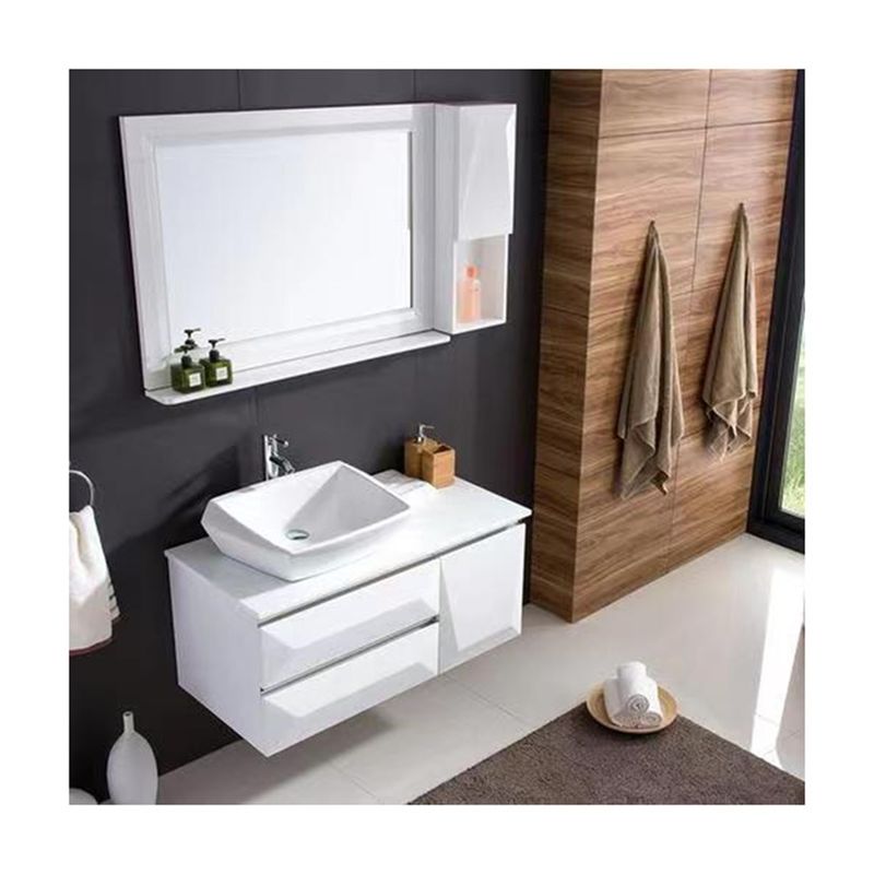 Apartamento Essential Navio de Vela Design de escultura Espelho Branco Armário Pendente de Parede Banheiro Vanity Set