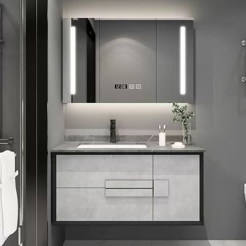 Apartamento Essential Navio de Vela Design de escultura Espelho Branco Armário Pendente de Parede Banheiro Vanity Set