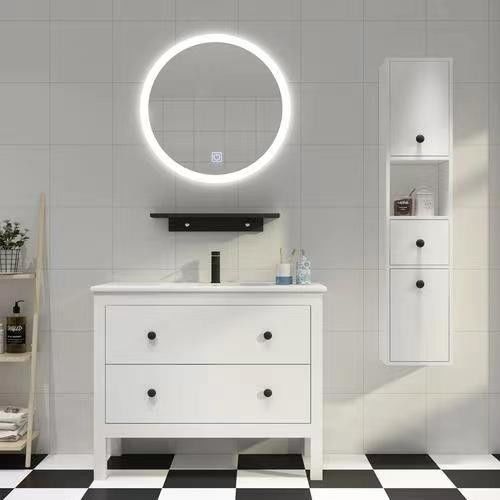 Apartamento Essential Navio de Vela Design de escultura Espelho Branco Armário Pendente de Parede Banheiro Vanity Set