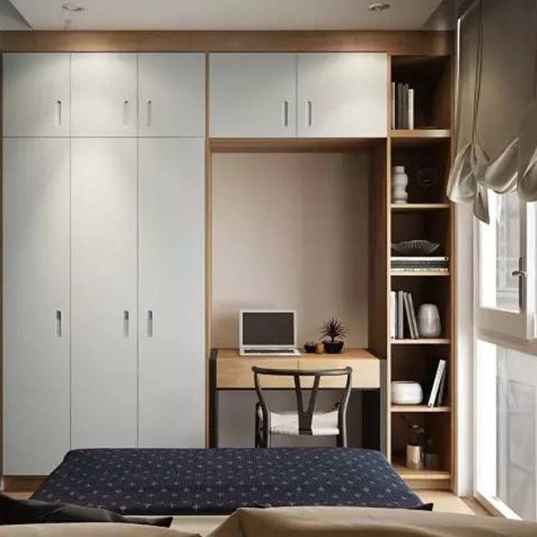 Guarda-roupa de 3 portas de estilo moderno com mesa de vestiário de espelho YALIG Made Custom Made Solid Wood