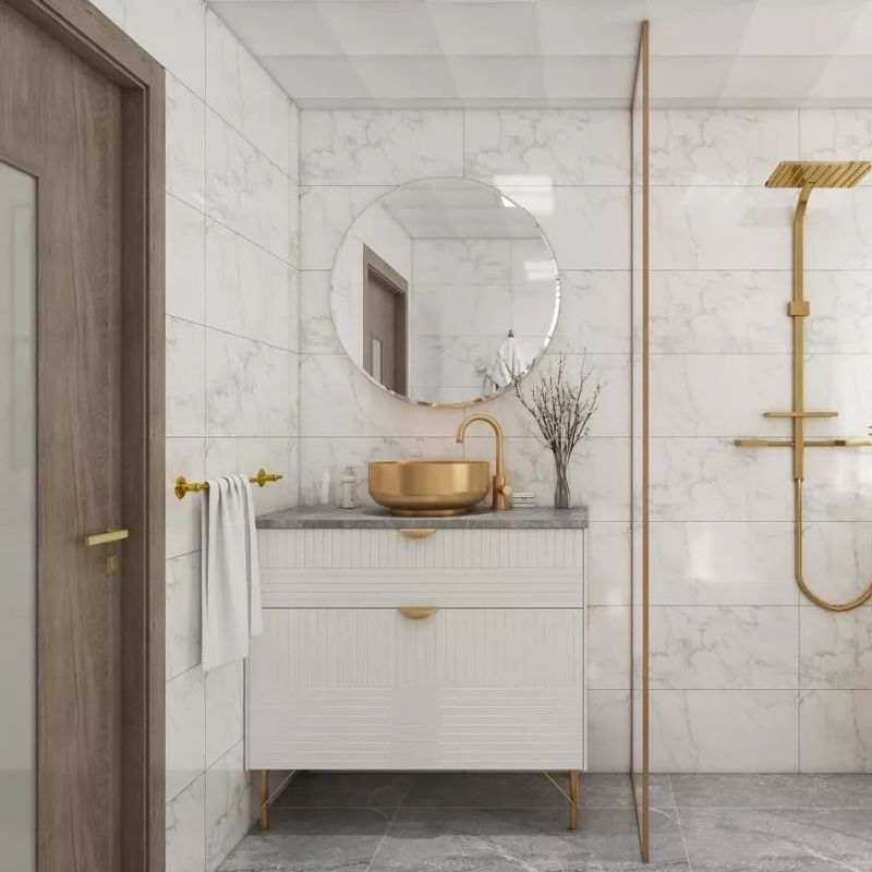Armário de banheiro impermeável com cor personalizada Lavabo de pedra de quartzo artificial