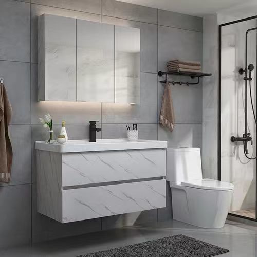 Vanidade de banheiro italiana personalizada com espelho LED YALIG Cor e design personalizáveis