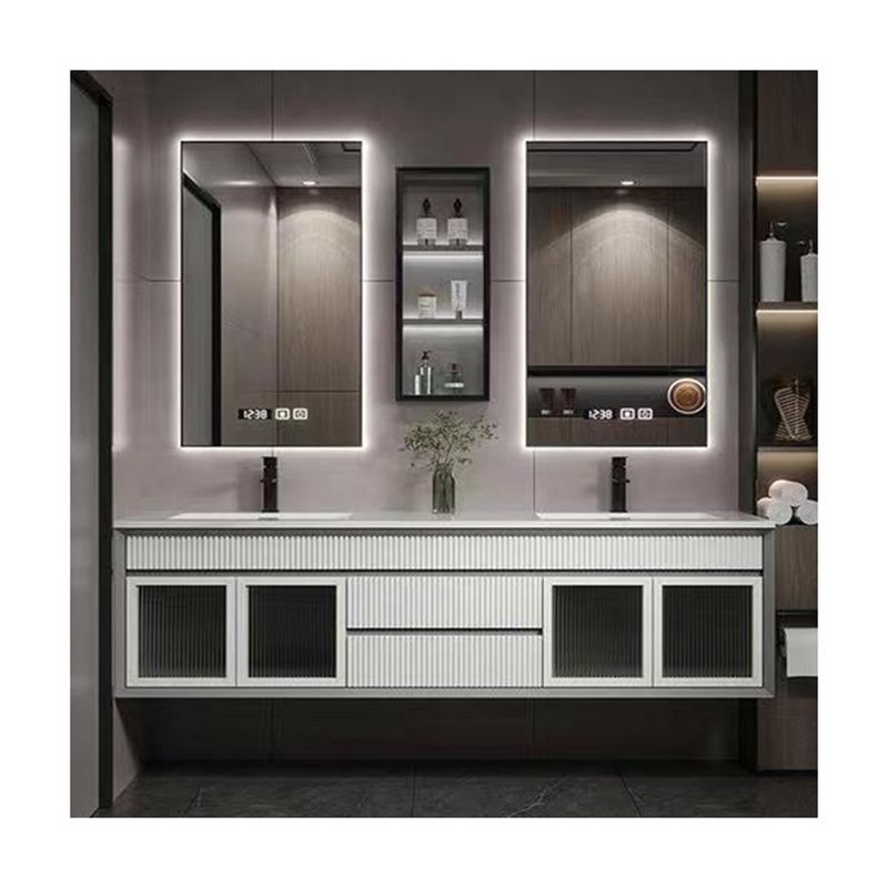Organize sua casa de banho com YALIG Custom Vanity Cabinet Double Sink e Silver Mirror