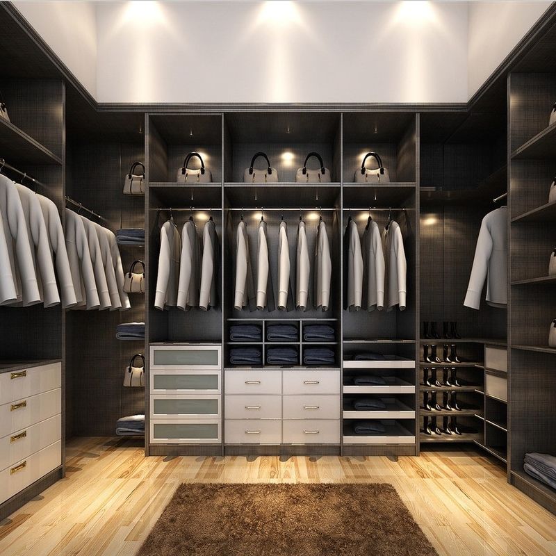 Estilo de design contemporâneo Luxo cinza em forma de U MDF caminhar em armários armários não dobrados