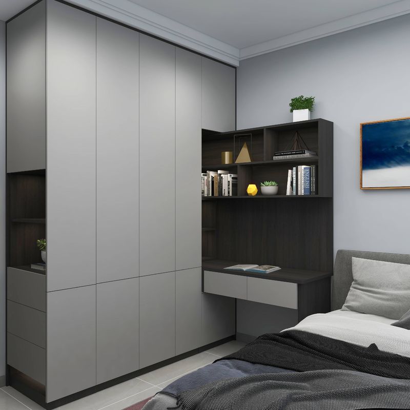 Estilo de design contemporâneo Luxo cinza em forma de U MDF caminhar em armários armários não dobrados